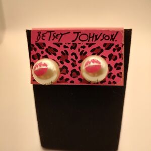 Betsey Johnson Pink Lip Earrings